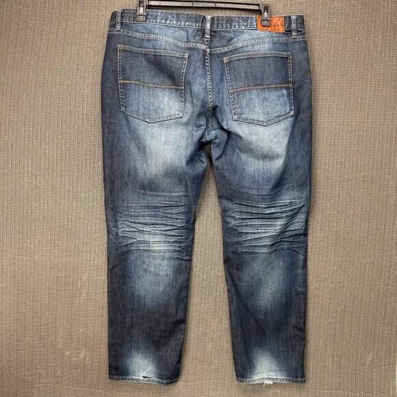 Joseph Abboud Mens Size 40x30 Blue Distressed Straight Fit Jeans - Picture 2 of 9